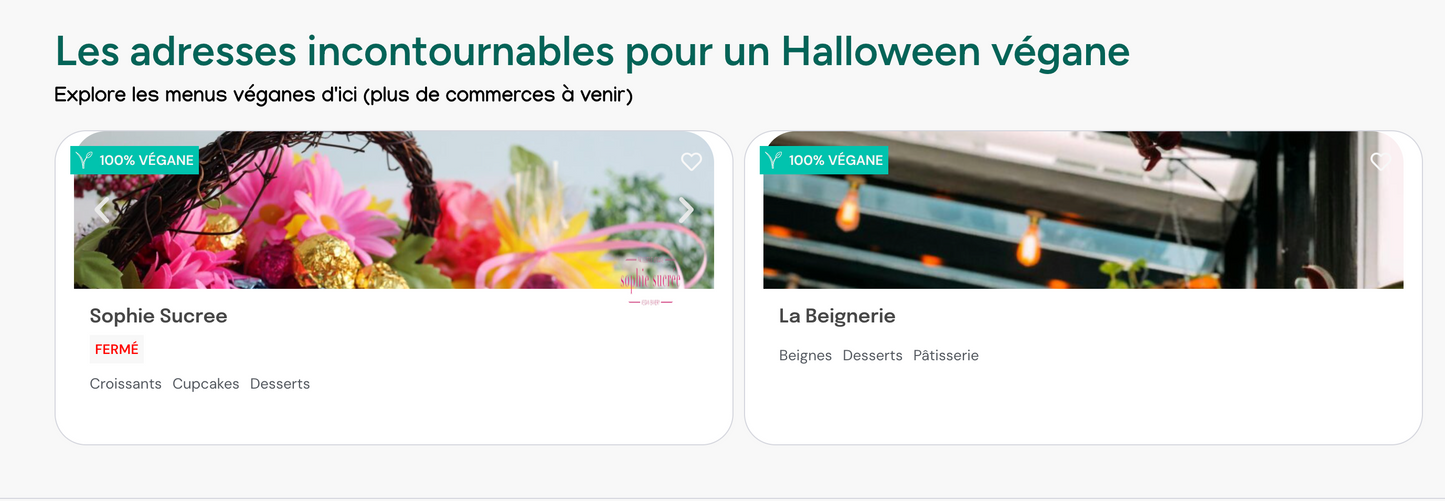 (6 mois) Sections à la carte de la 1ère page du site web