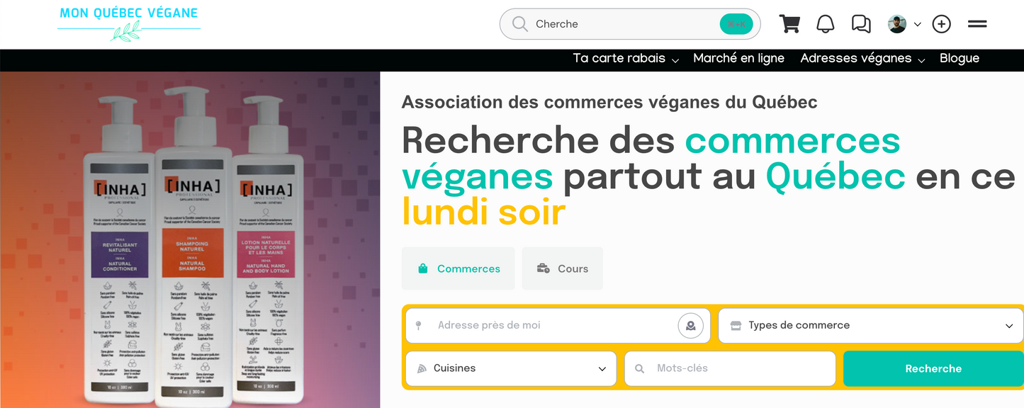 (12 mois) Section bannière sur le site Mon Québec Végane