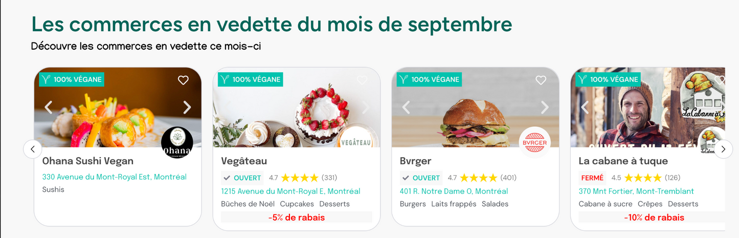(12 mois) Sections à la carte de la 1ère page du site web