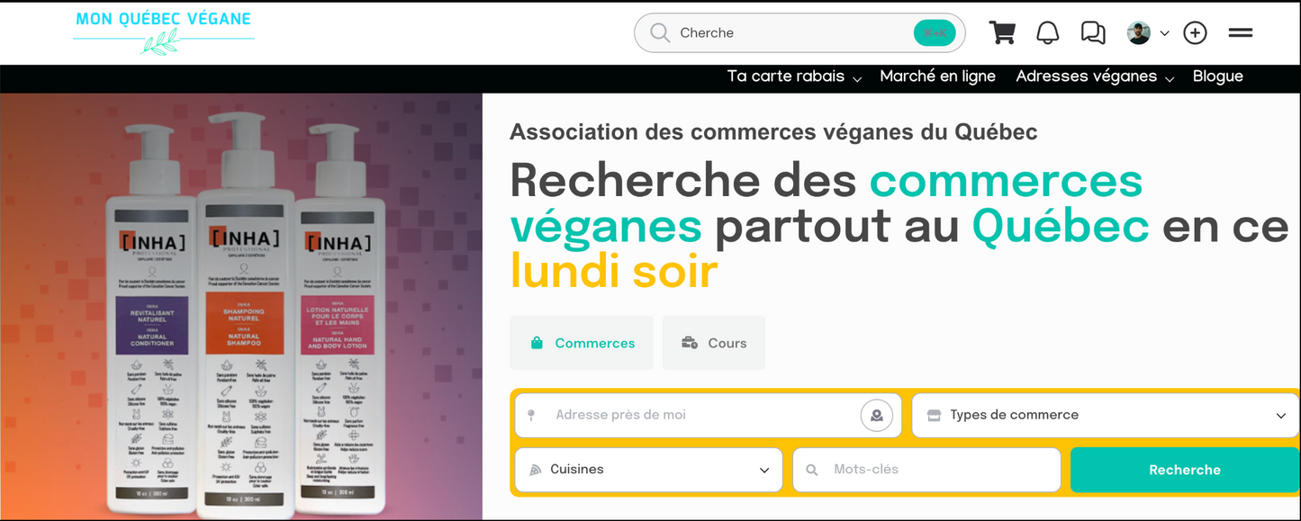 (6 mois) Section bannière sur le site Mon Québec Végane